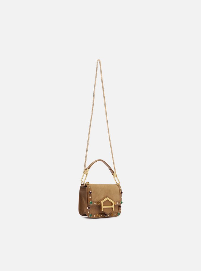 Bolsa Tiracolo Marrom Couro A001 Pequena Pedras