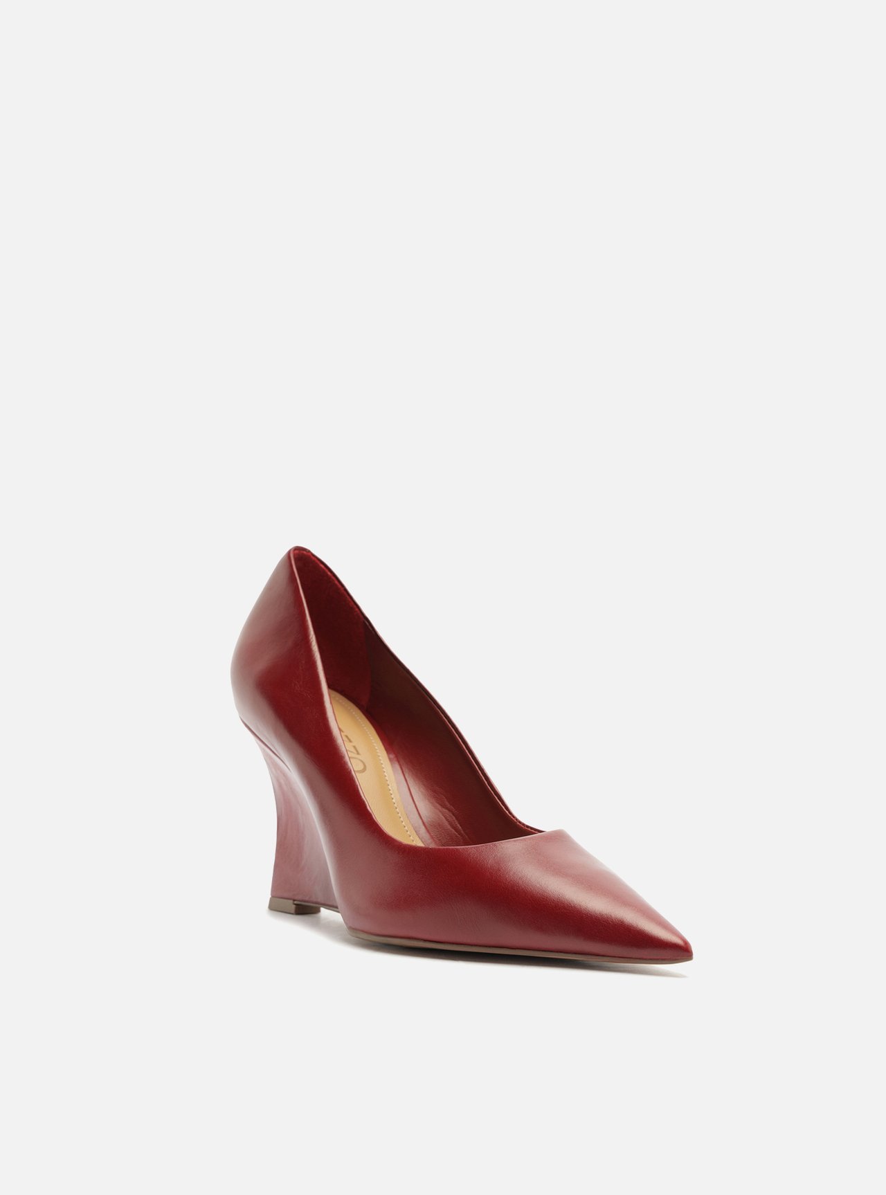 Scarpin Vermelho Couro Salto Anabela Bico Fino — foto 2