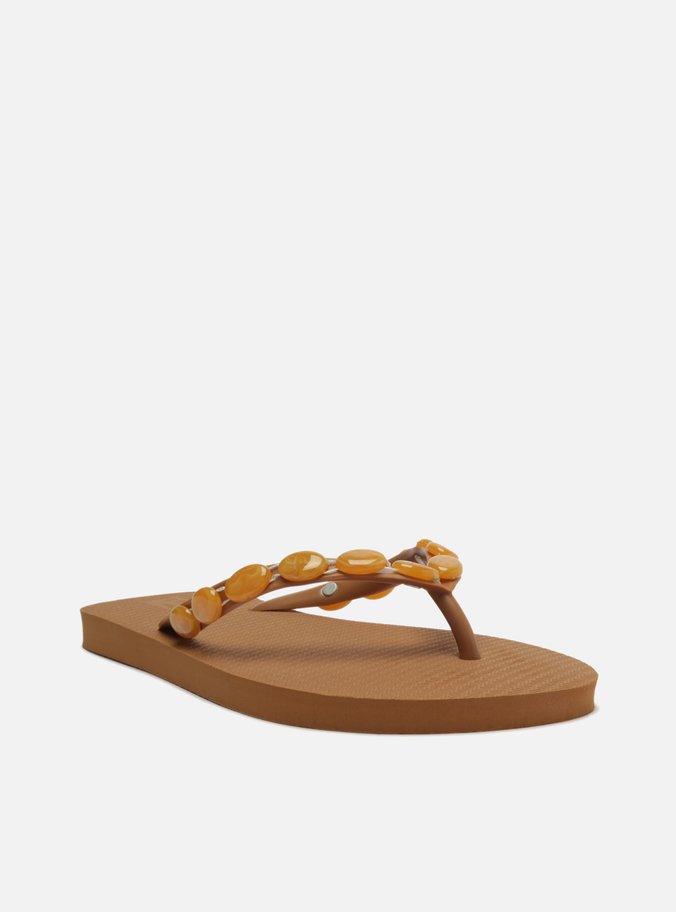 Chinelo de Dedo Marrom Tiras Aplicação Brizza