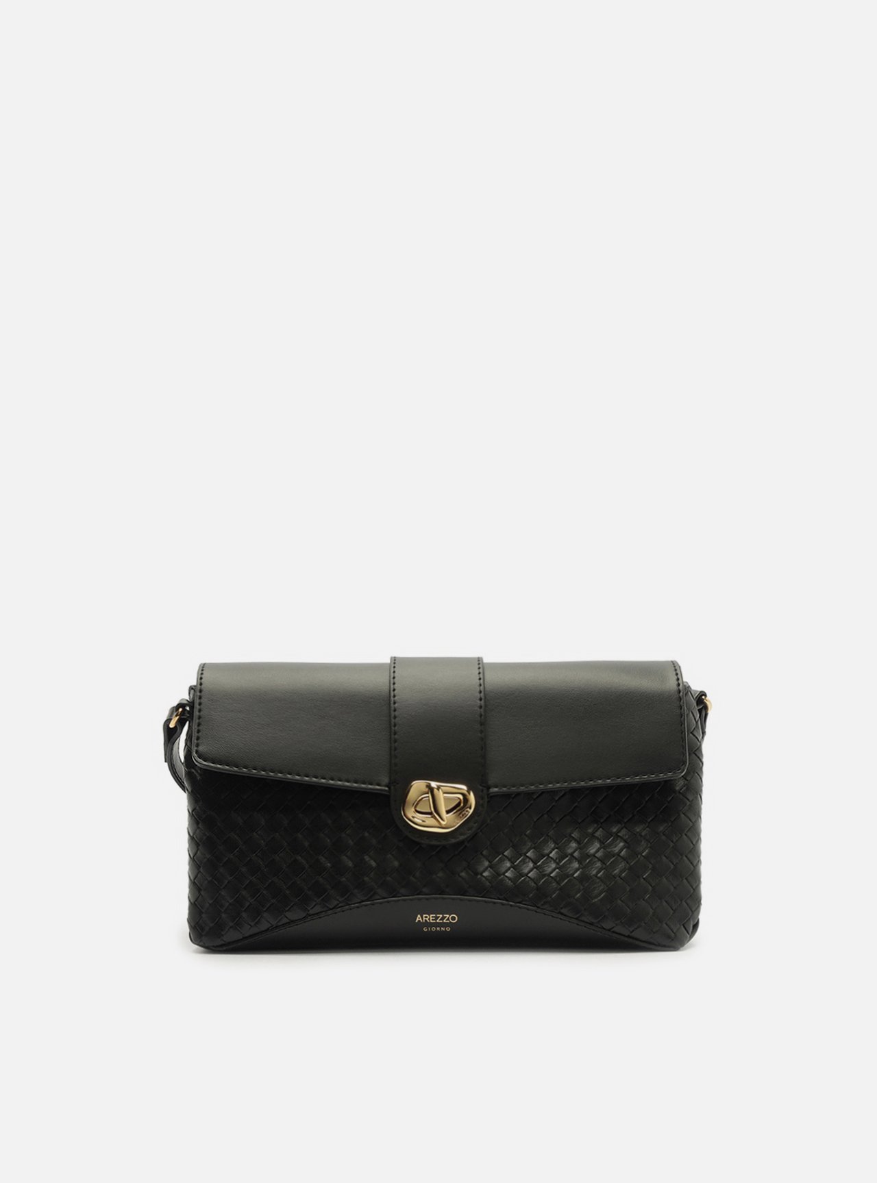 Bolsa Tiracolo Preta Média Tressê Metal Orgânico — foto 1