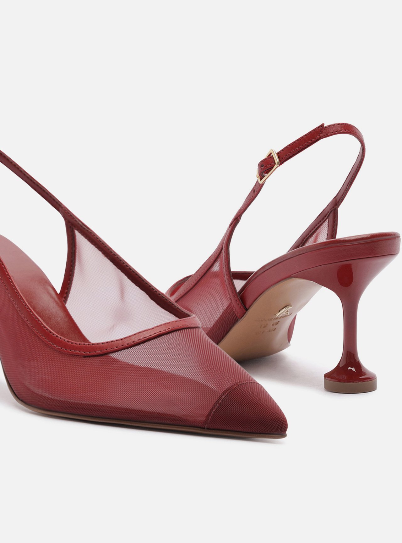 Scarpin Vermelho Tela Salto Médio Taça Slingback — foto 4