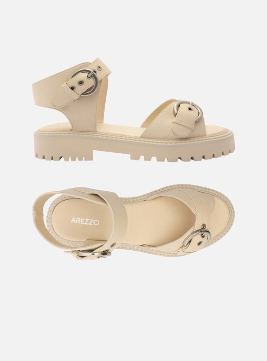 Papete Off-White Salto Baixo Tratorada Fivelas