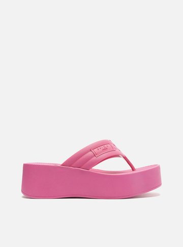Sandália Rosa Flatform Tiras Brizza