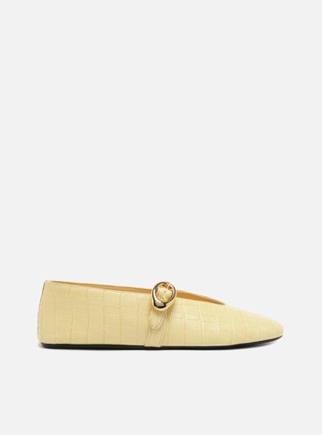 Sapatilha Amarela Croco Fivela Maxi