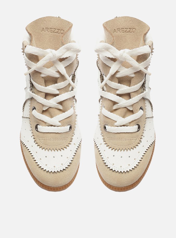 Tênis Sneaker Branco Couro Cano Médio Amarração