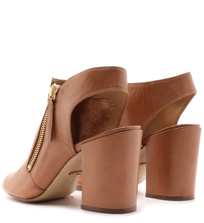 Sandal Boot Marrom Couro Zíper Salto Bloco