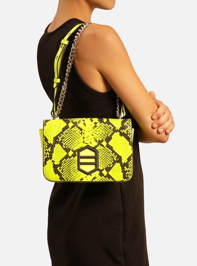 Bolsa Tiracolo Amarela Couro Snake Karen Média