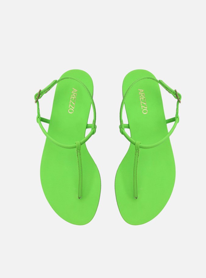 Sandália Rasteira Verde Neon Slim Básica