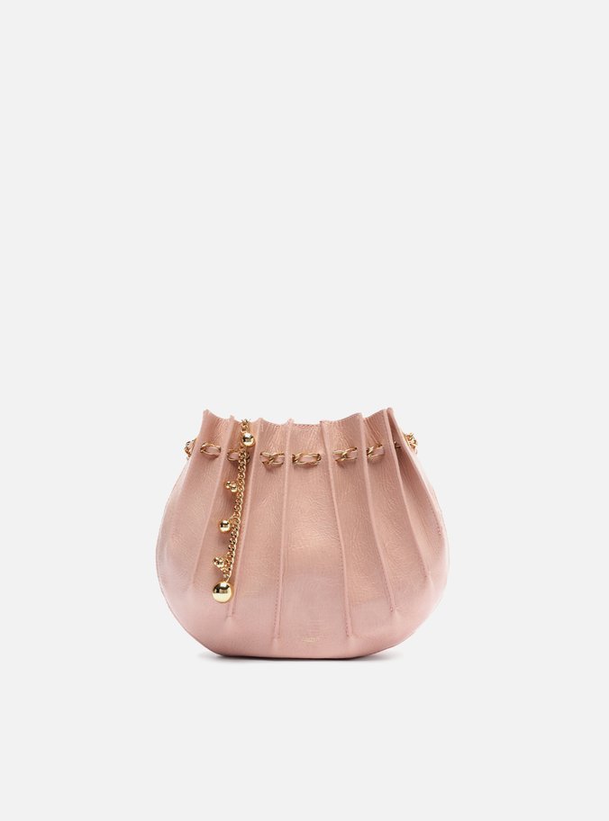 Bolsa Tiracolo Pequena Couro Rosa Corrente