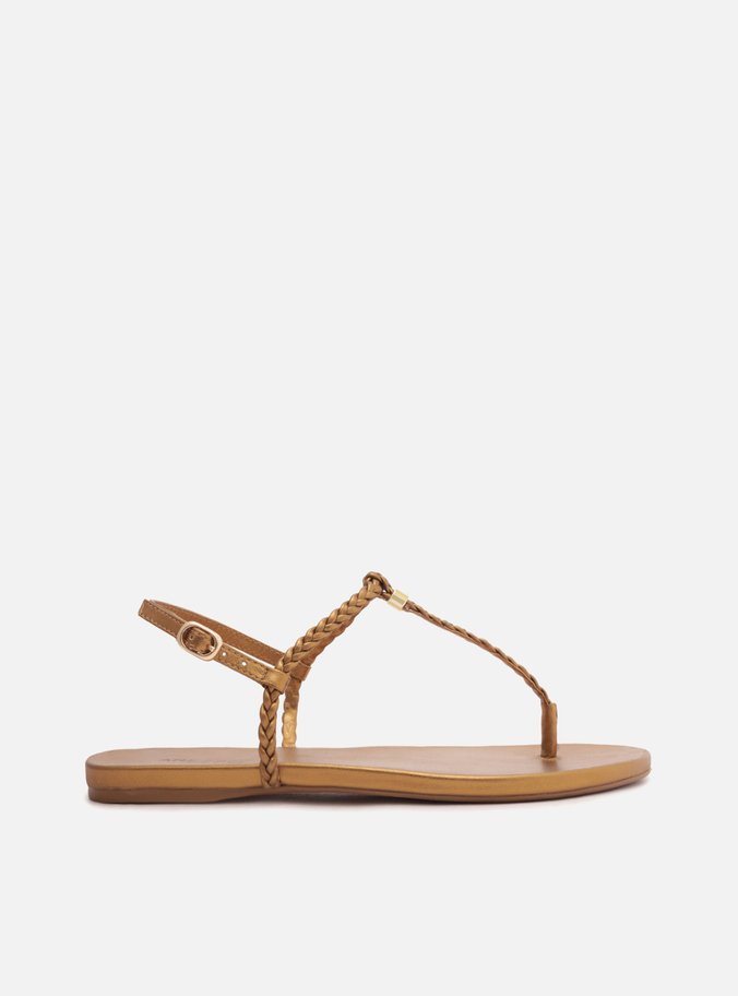 Sandália Rasteira Bronze Slim Tiras Trançadas