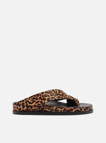 Arezzo — Sandália Papete Animal Print Tiras Largas Dedeira