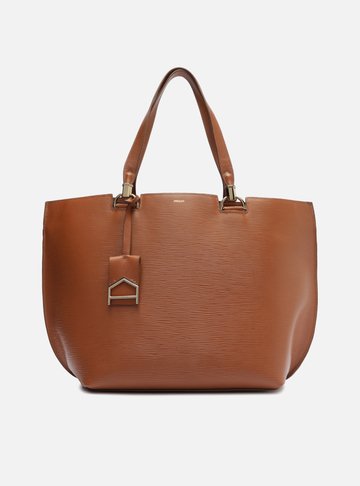 Bolsa Shopping Marrom Couro Abraccio Grande