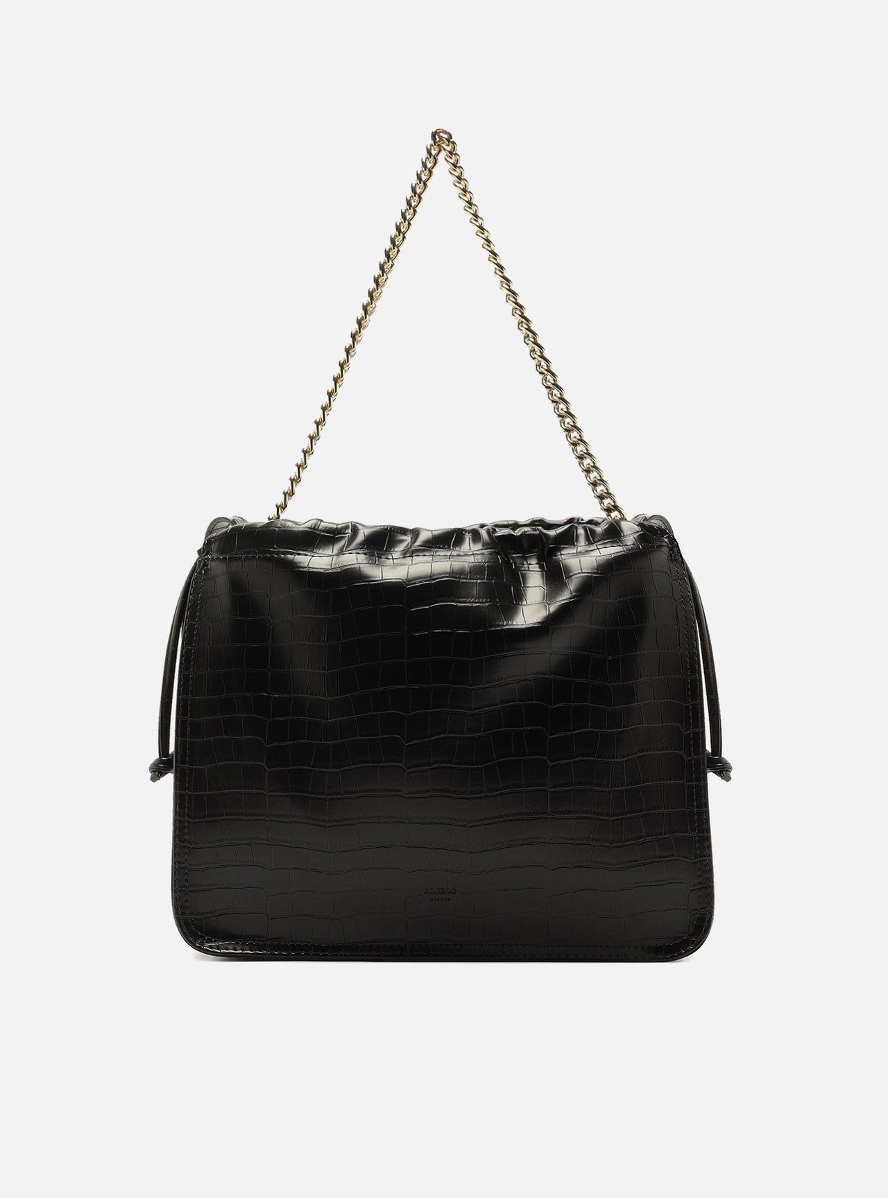 Bolsa Tote Preta Média Croco Corrente