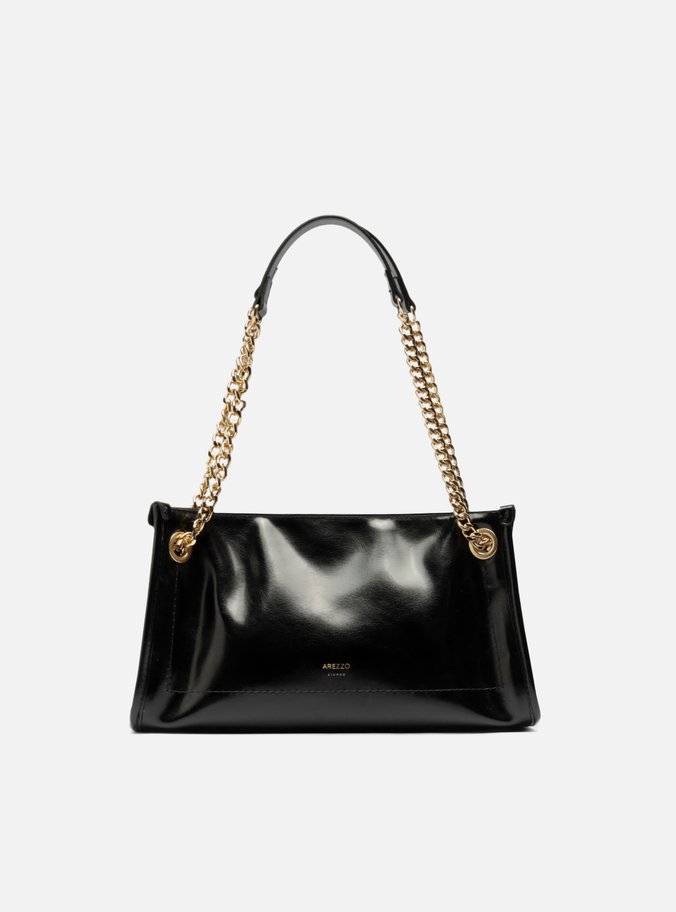 Bolsa Tiracolo Preta Média Alças Correntes