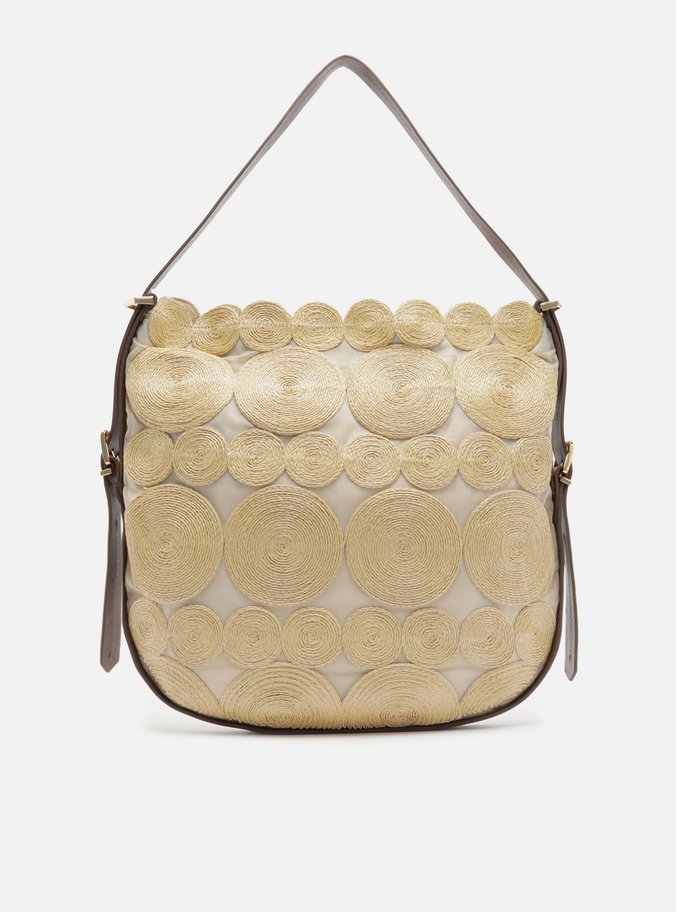 Bolsa Hobo Bege Ráfia Grande Circle
