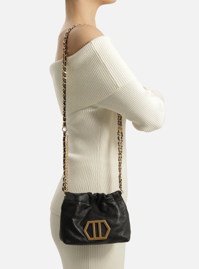 Bolsa Tiracolo Preta Couro Esther Pequena