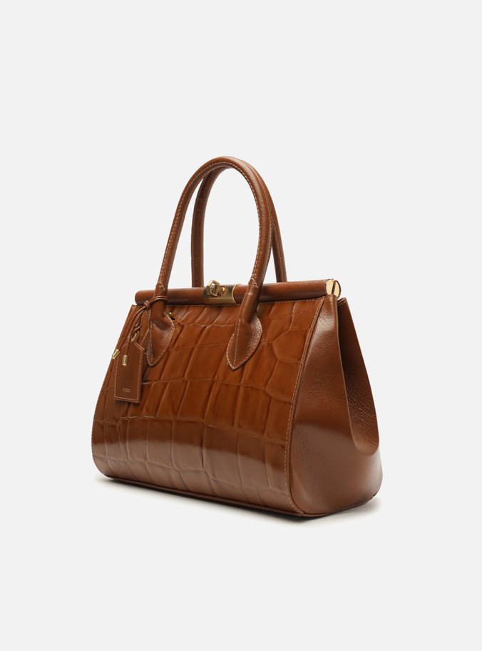 Bolsa Tote Marrom Couro Maxi Croco Grande