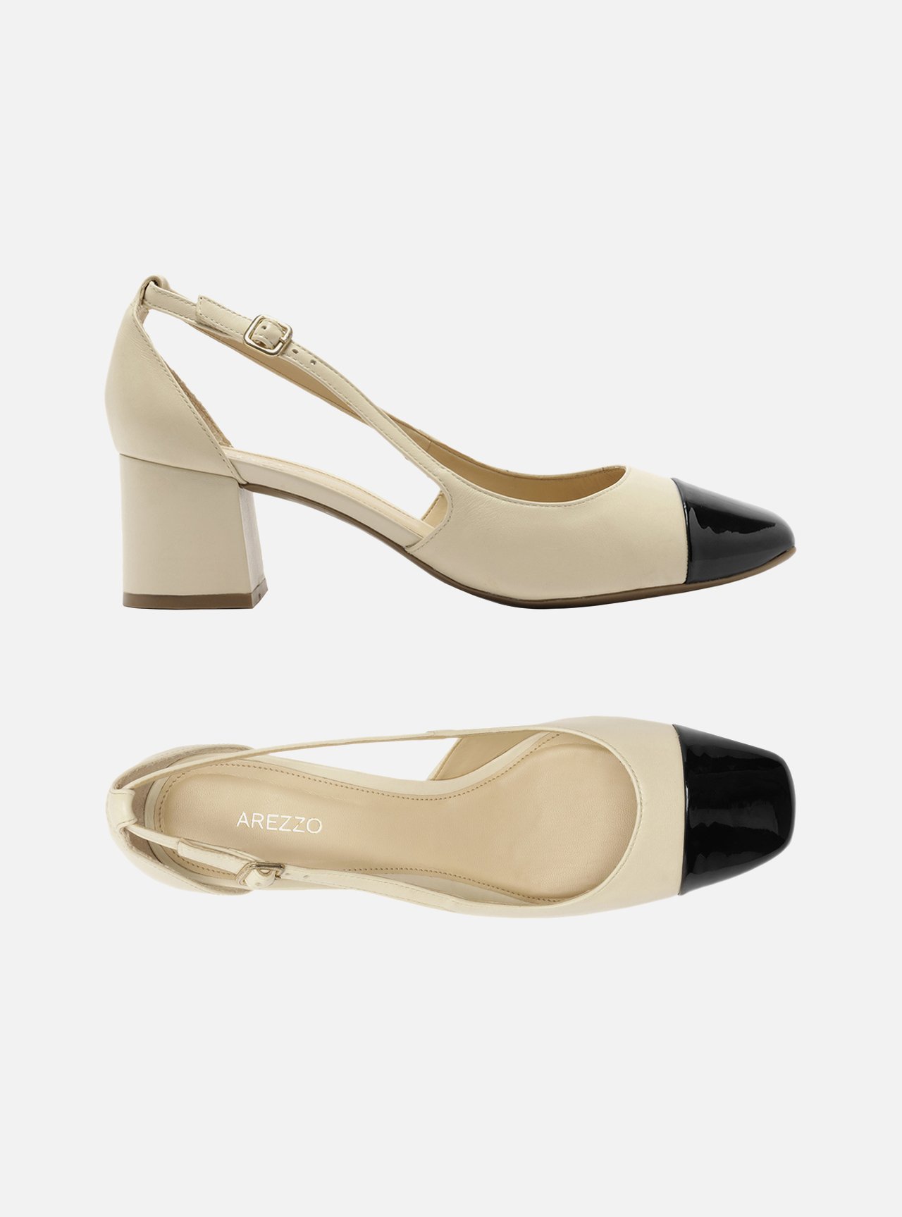 Scarpin Off-White Couro Aberto Cap Toe Verniz — foto 6