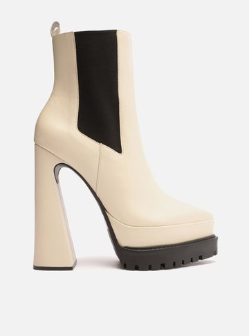 Bota Off-White Couro Cano Curto Arya