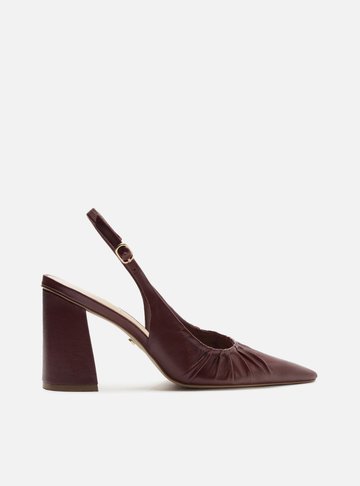 Scarpin Vermelho Couro Salto Alto Slingback
