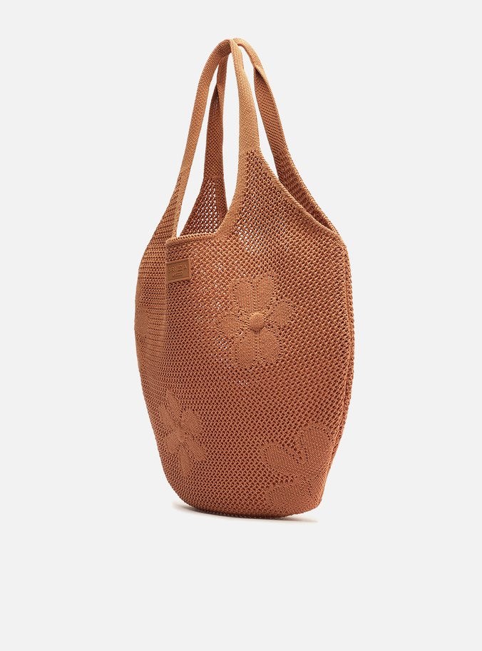 Bolsa Shopping Marrom Crochê Mayra Glam Grande