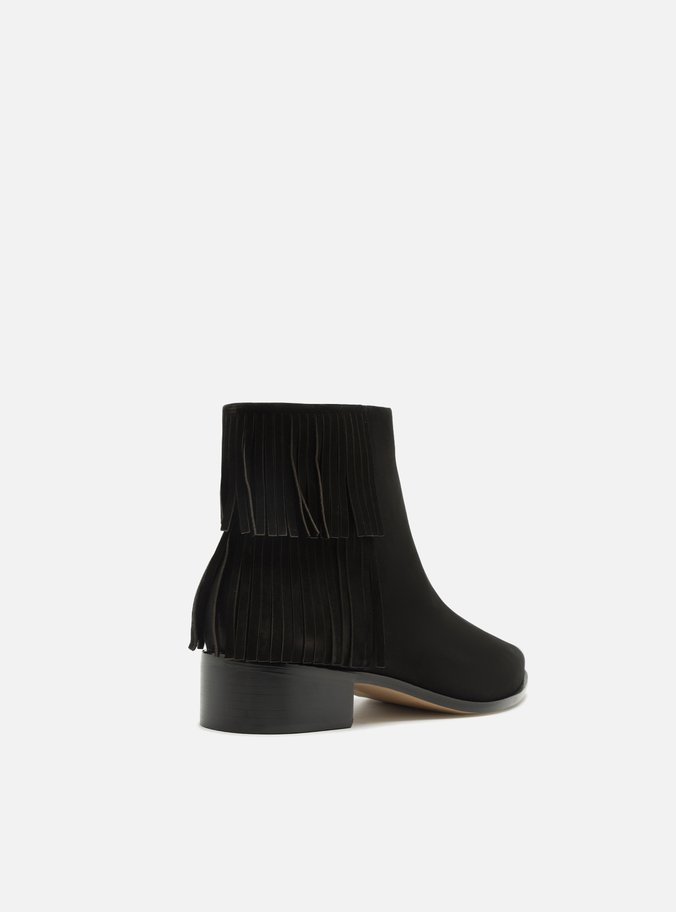 Bota Preta Nobuck Cano Curto Franjas