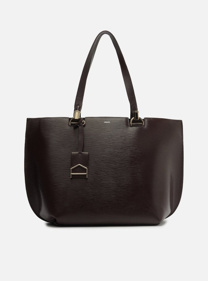 Bolsa Shopping Marrom Escura Couro Abraccio Grande