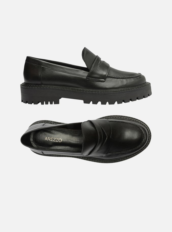 Mocassim Preto Couro Bico Redondo Tratorado