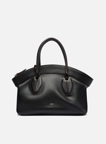 Bolsa Tote Preta Couro Grande Moderna