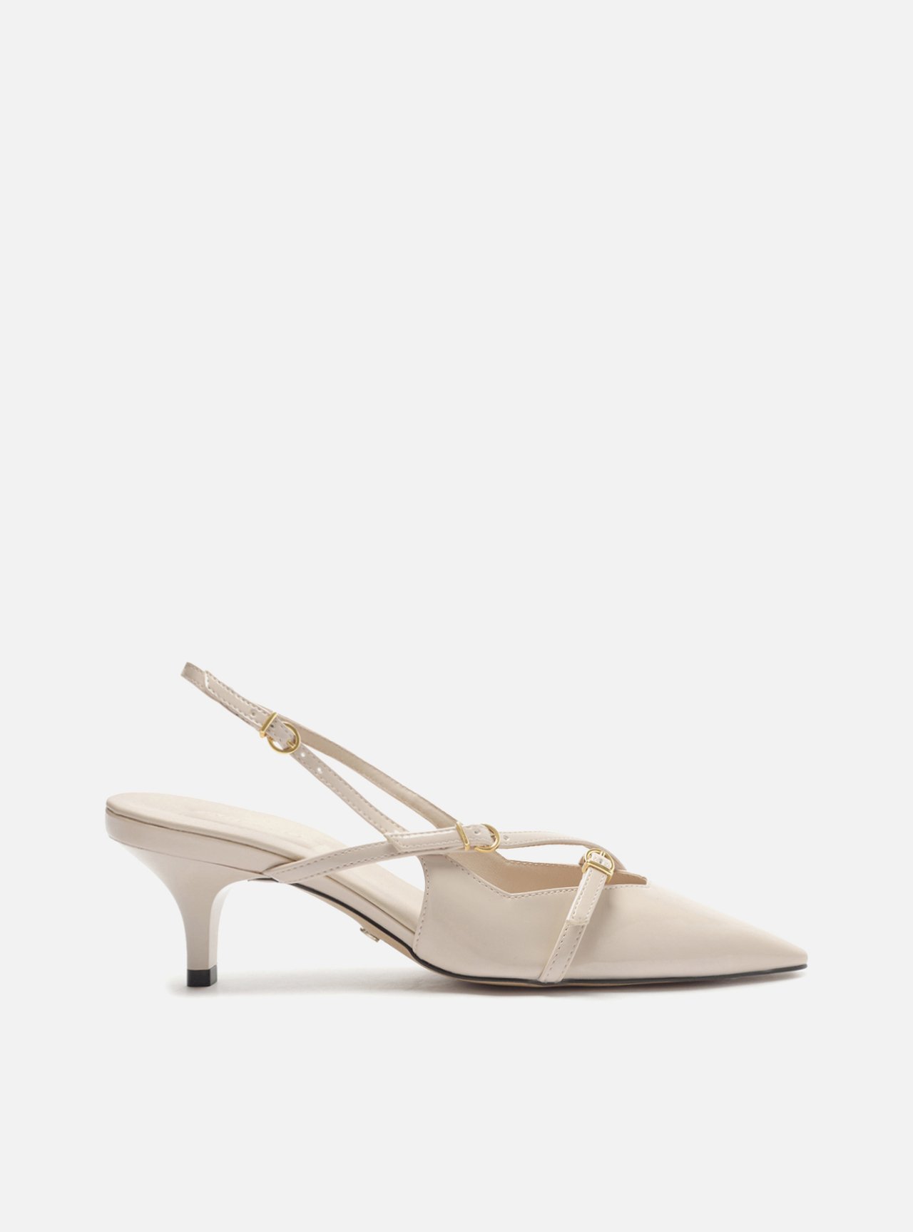 Scarpin Off-White Verniz Salto Médio Slingback Amélia — foto 1