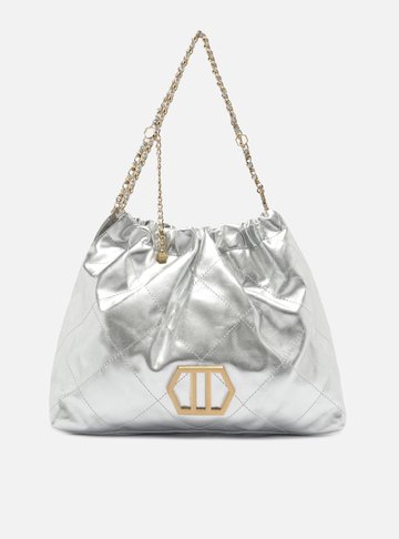 Bolsa Hobo Prata Couro Esther Grande