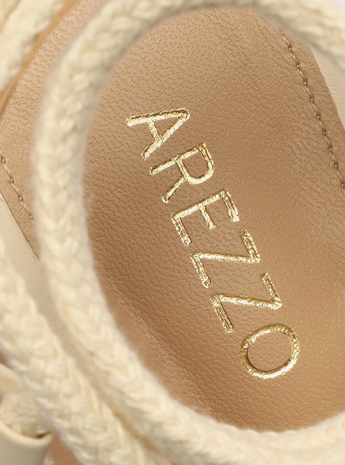 Espadrille Cru Tecido Tramado Amarração
