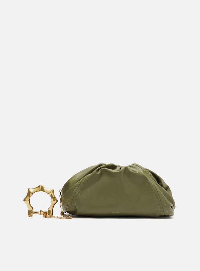 Bolsa Tiracolo Verde Couro Grande Metal