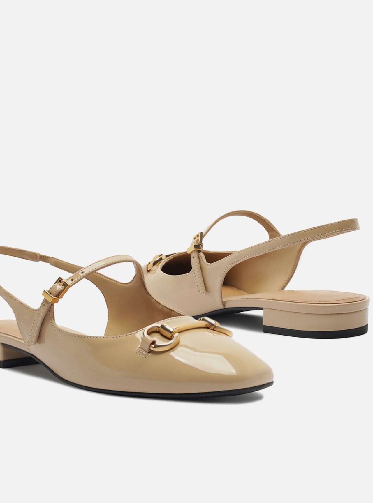 Sapatilha Nude Couro Bico Redondo Bridão Slingback — foto 4