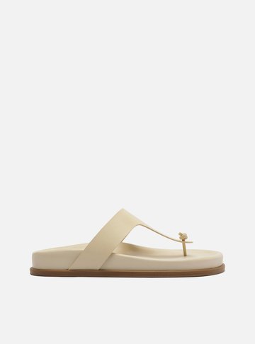 Sandália Papete Off-White Couro Tira T