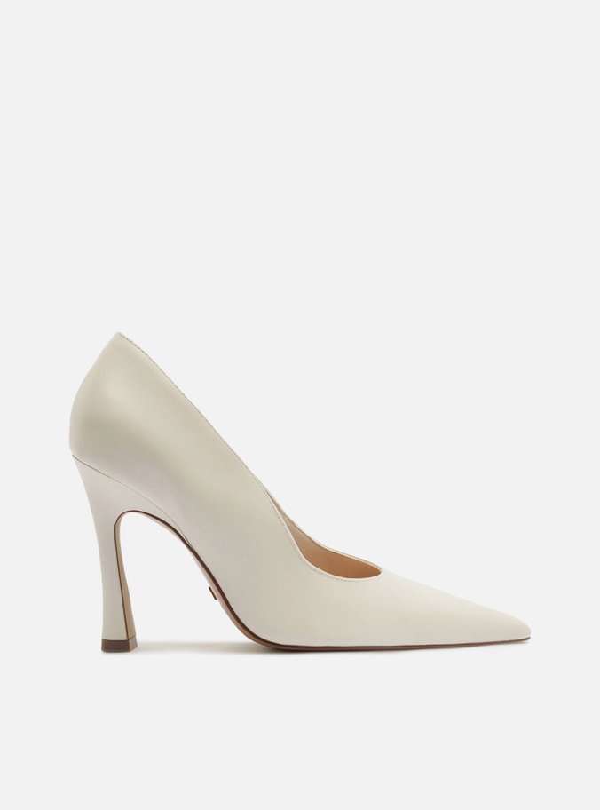 Scarpin Branco Couro Salto Fino