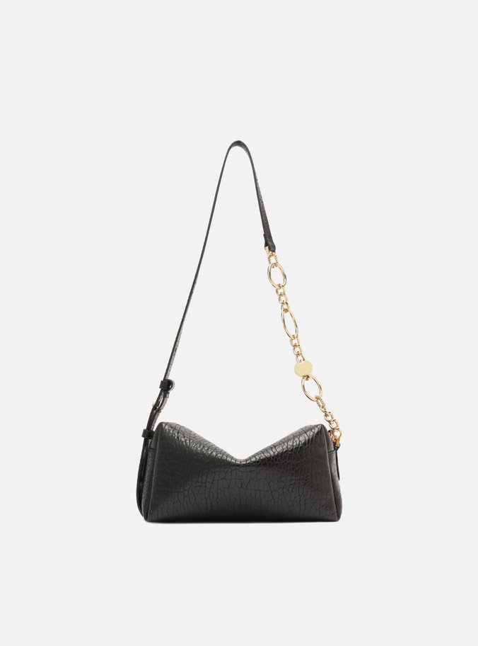 Bolsa Tiracolo Couro Preta Pequena