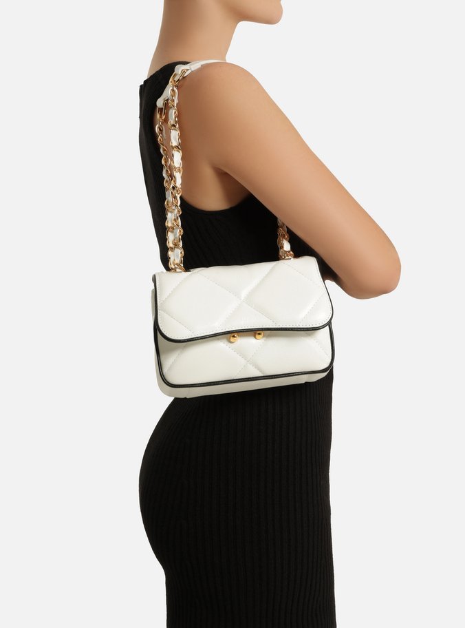 Bolsa Tiracolo Branca Couro Mizz Pequena Duo