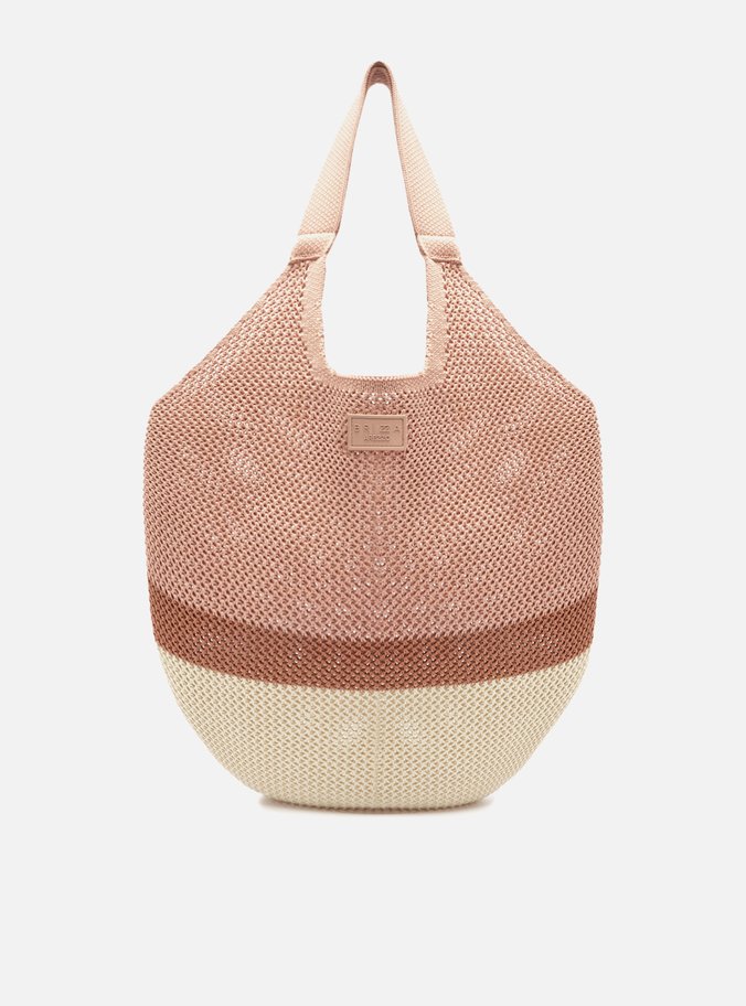 Bolsa Shopping Nude Colorida Crochê Grande