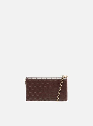 Clutch Marrom Couro Tressê Pequena Silvia Braz