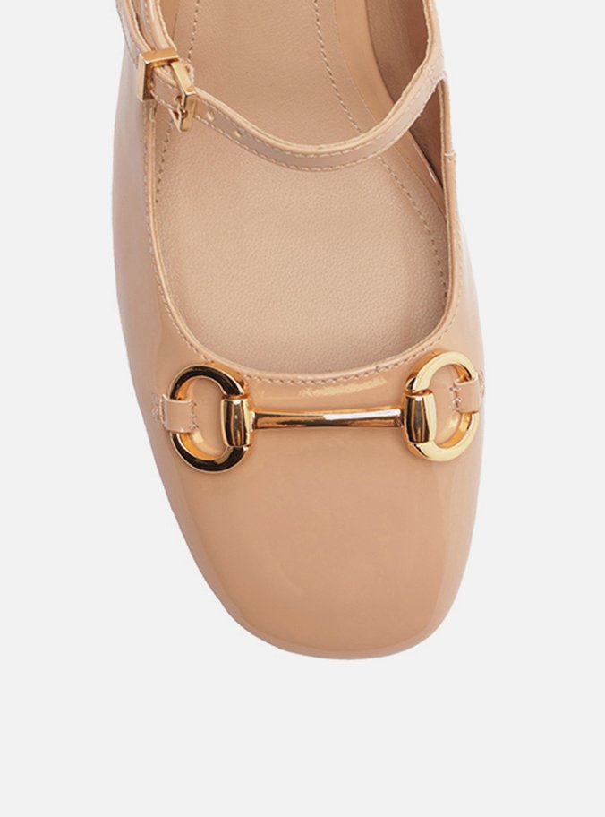 Sapato Boneca Rosa Verniz Bloco Slingback