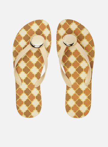 Chinelo de Dedo Branco Estampa Marrocos Metal