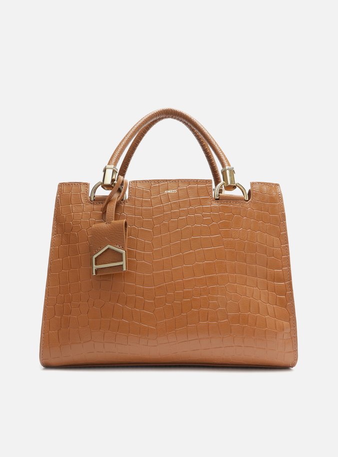 Bolsa Tote Marrom Couro Croco Abbraccio Grande