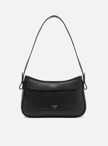 Bolsa Shoulder Preta Média Detalhe Camurça