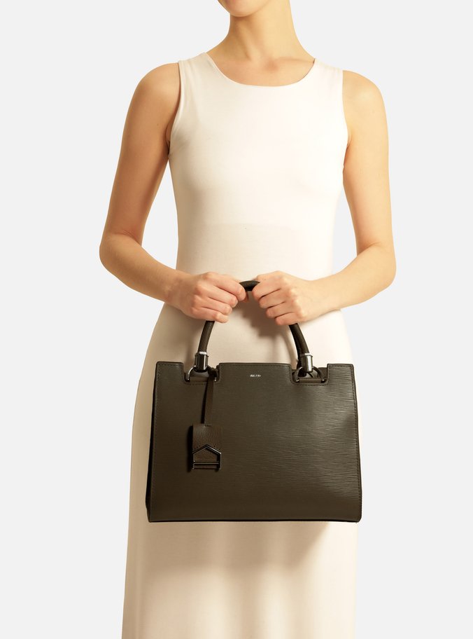 Bolsa Tote Cinza Couro Abraccio Grande