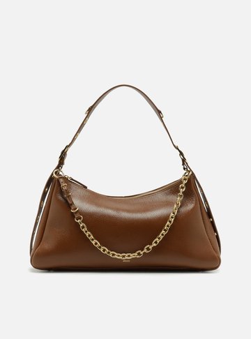 Bolsa Tiracolo Marrom Couro Grande Bag Charm