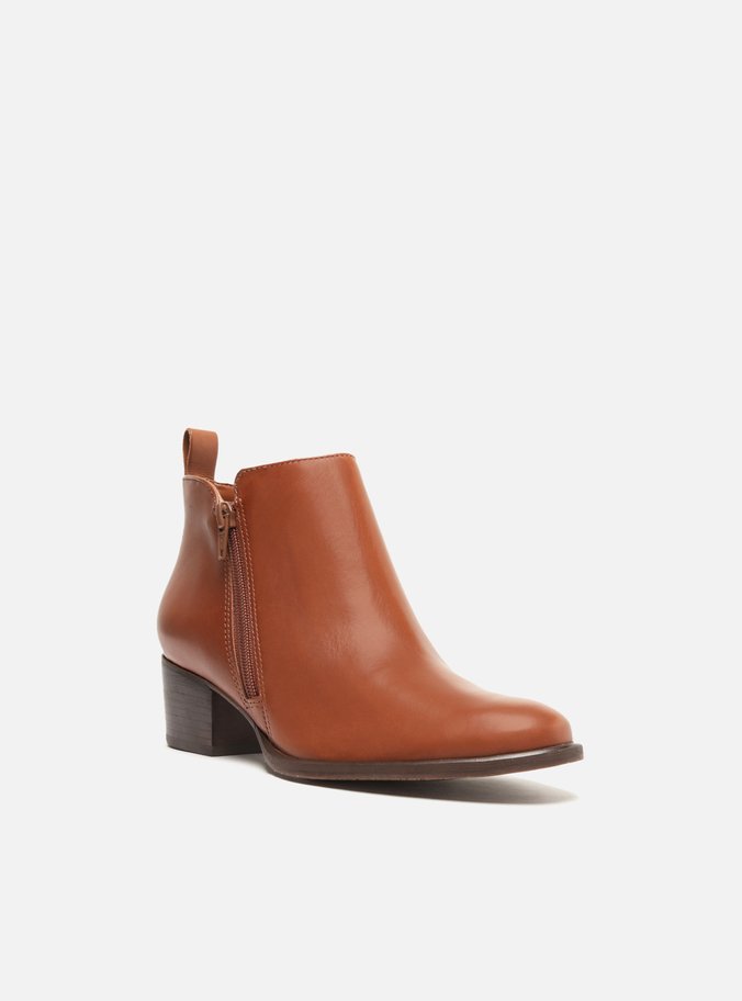 Ankle Boot Couro Zíper Licor