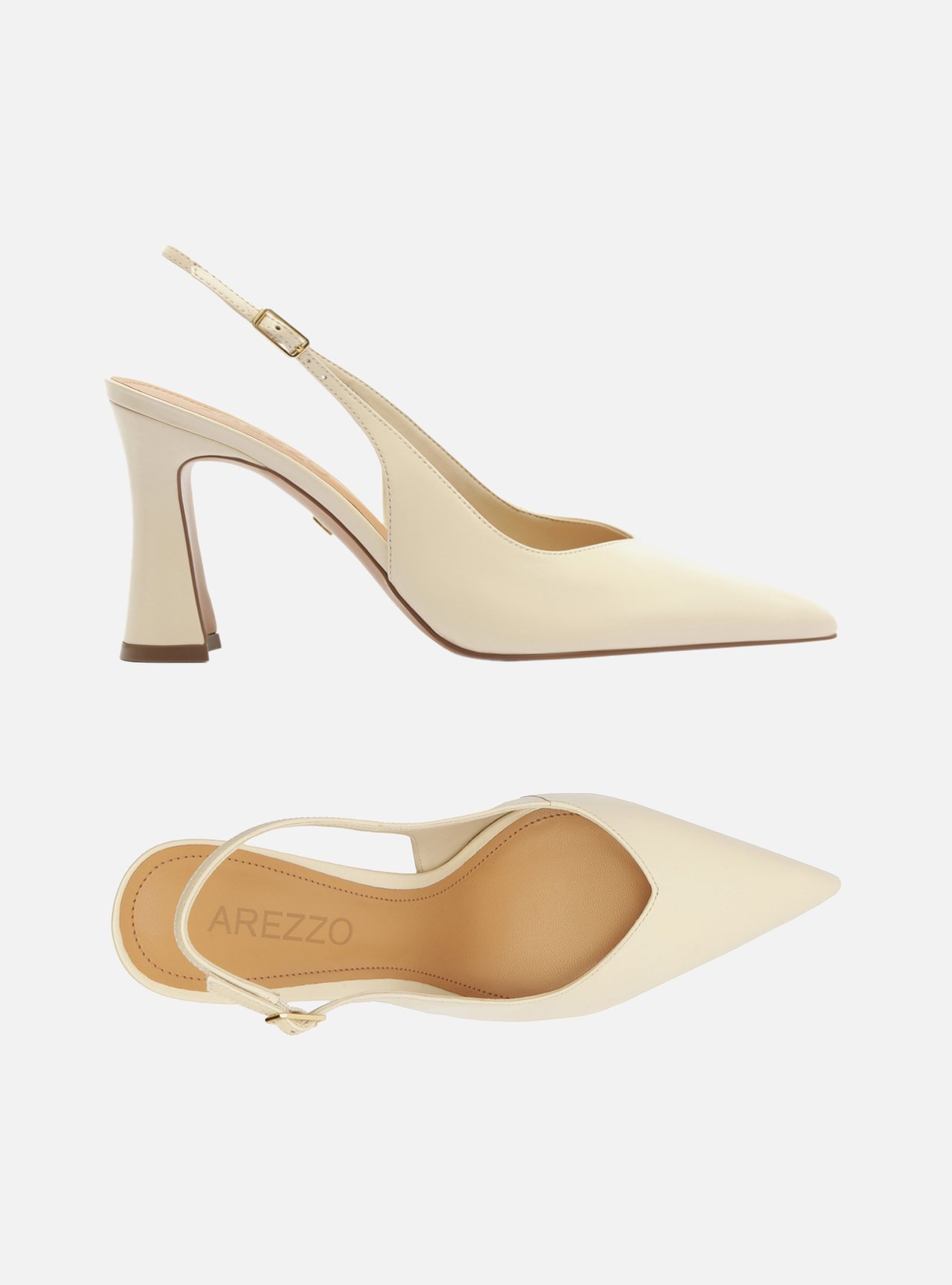 Scarpin Off White Couro Salto Alto Flare Slingback — foto 5