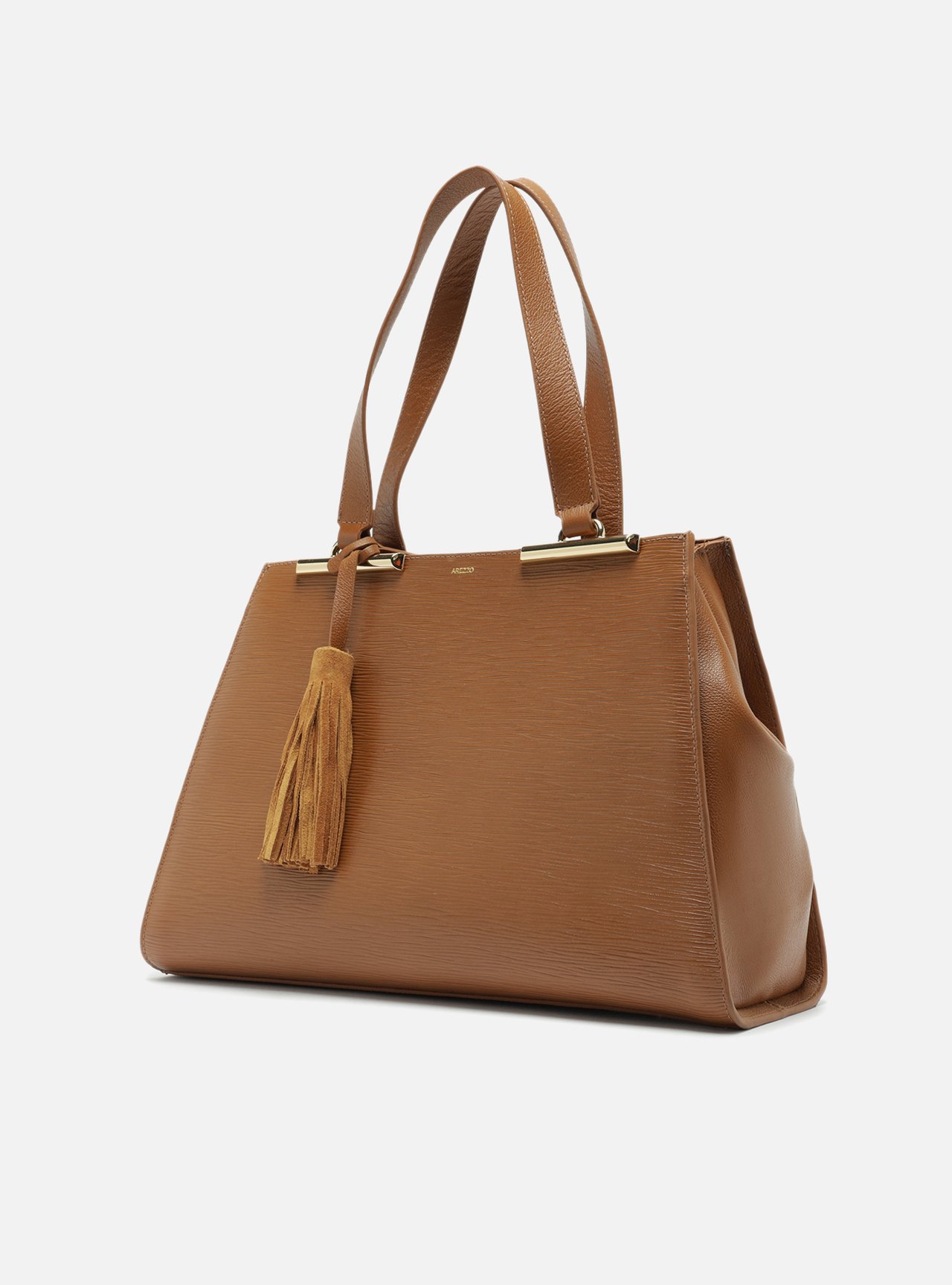 Bolsa Shopping Marrom Couro Grande Metal Barbicacho — foto 2