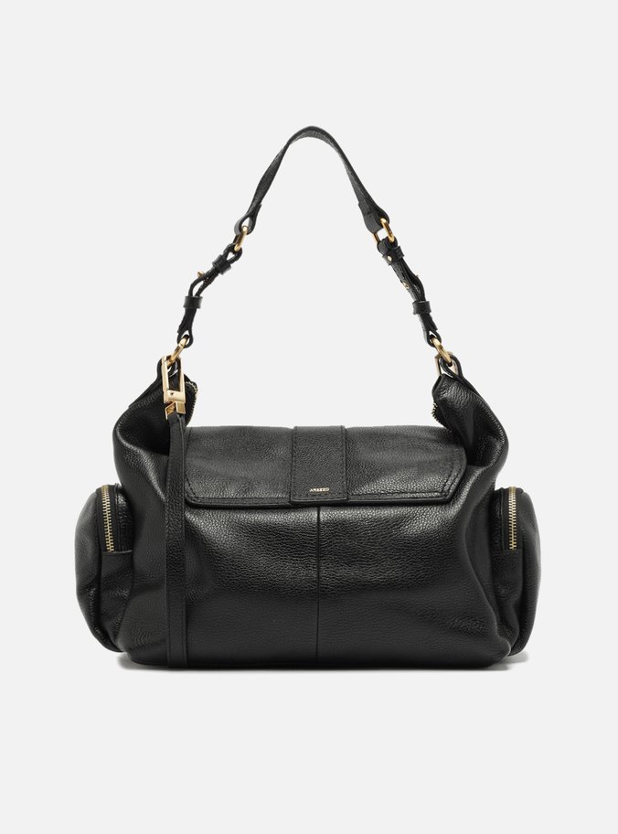 Bolsa Hobo Preta Couro Grande Bolsos